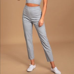 Lulu’s Follow The Sun Blue Gingham Trouser Pants
